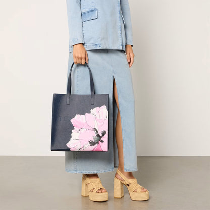 Women's Milicon-Floral Printed Large Icon Bag Navy