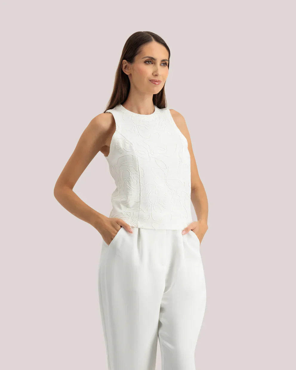 Womens ANNIYY-Embroidered Ponte Tank