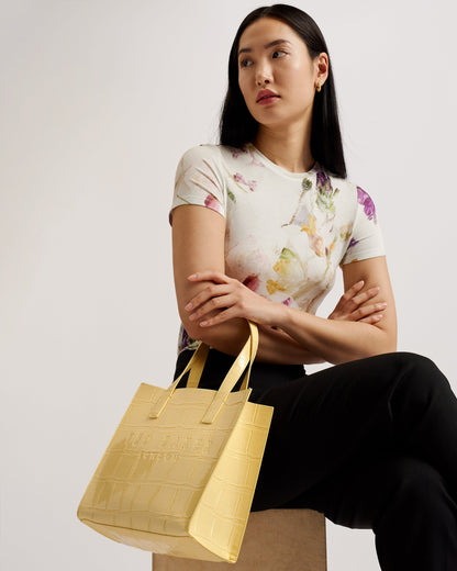 Women's Reptcon-Croc Effect Small Icon Bag Lt-Yellow