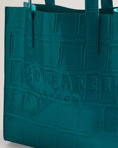 Women's Reptcon-Croc Effect Small Icon Bag Teal-Blue