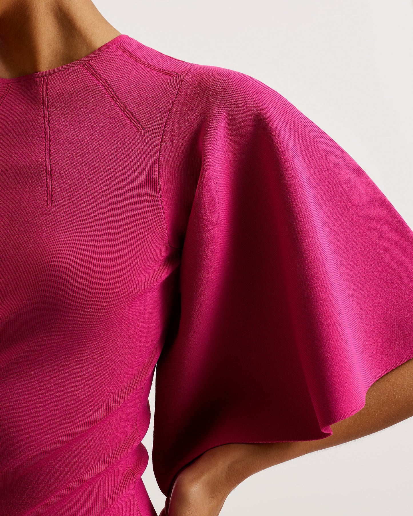 Women's Lounia-Fluted Sleeve Knit Bodycon Midi Dress Brt-Pink