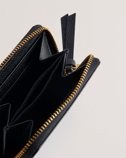 Women's Wesmin-Padlock Detail Small Leather Purse Jet-Black