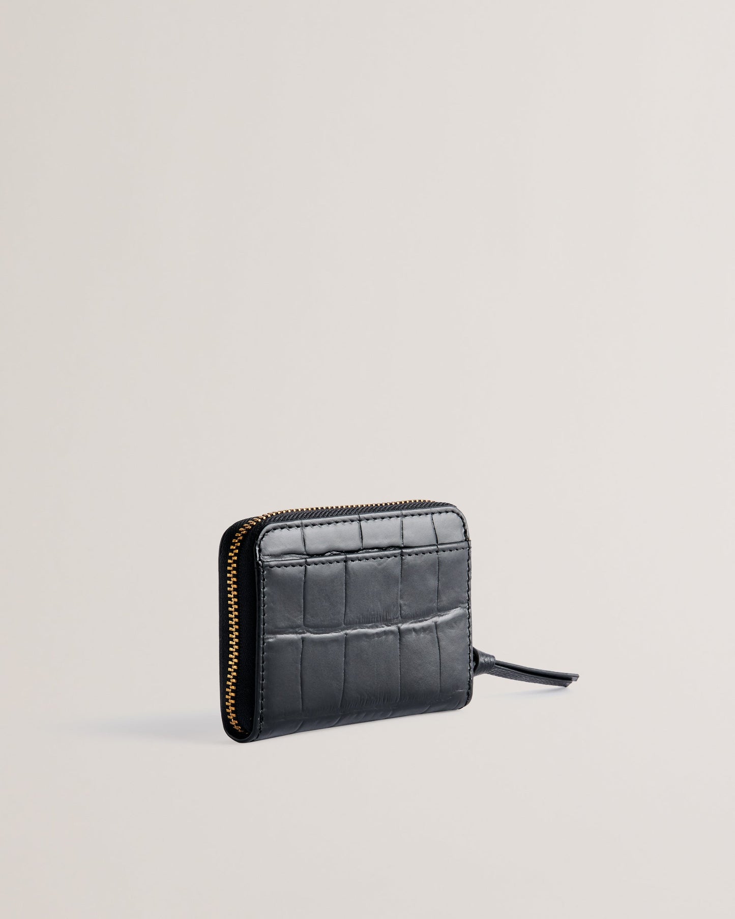 Women's Wesmin-Padlock Detail Small Leather Purse Jet-Black