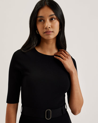 Women's Samalee-Knitted Flippy Skirt Midi Dress Black