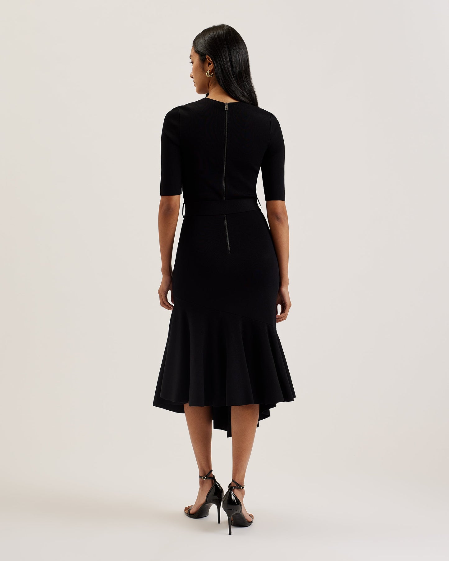 Women's Samalee-Knitted Flippy Skirt Midi Dress Black