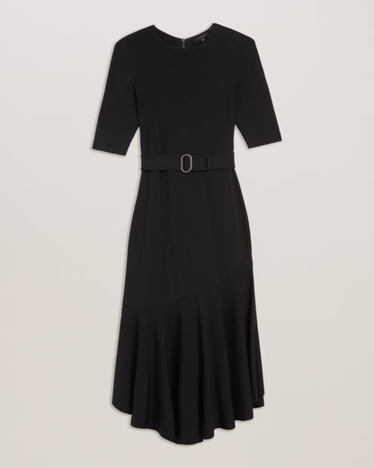 Women's Samalee-Knitted Flippy Skirt Midi Dress Black