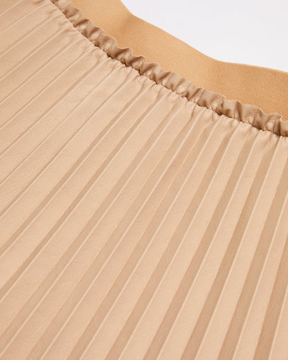 Women's Liydah-Faux Leather Pleated Skirt Camel