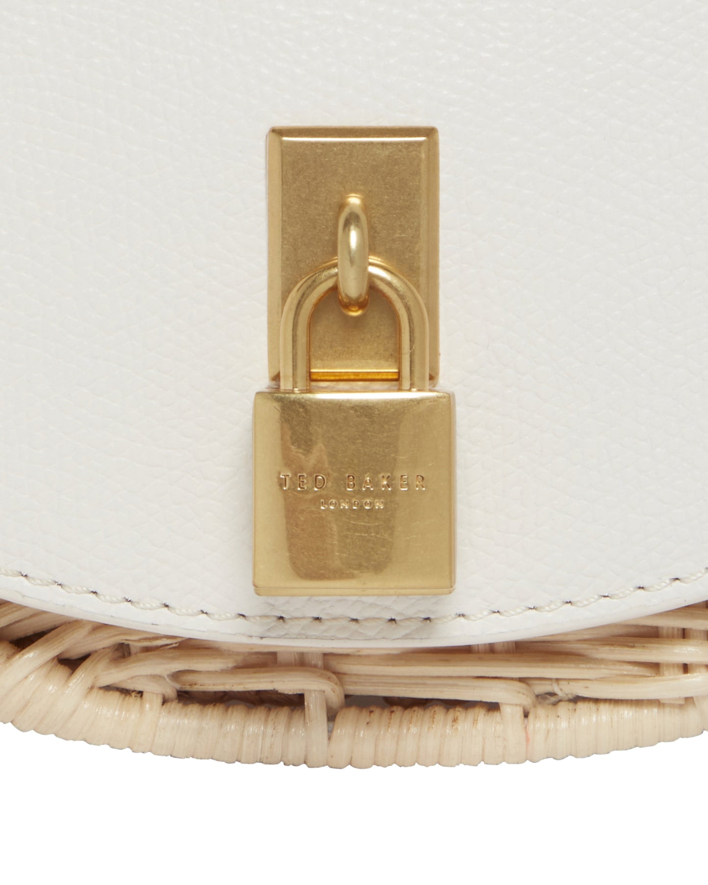 Women's Oxfordd-Padlock Detail Rattan Saddle Bag Ecru