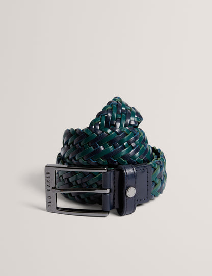 Men's BRAIDIE-Braided Leather Belt Navy