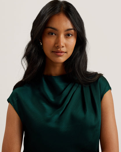 Women's Misrina-Draped Neck Woven Top Dk-Green