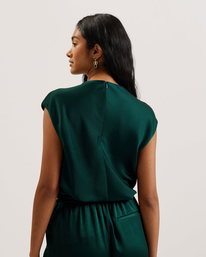 Women's Misrina-Draped Neck Woven Top Dk-Green