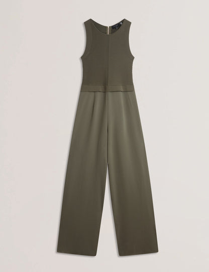 Womens TOVELI-Knit bodice Racer Back Jumpsuit Dk-Green