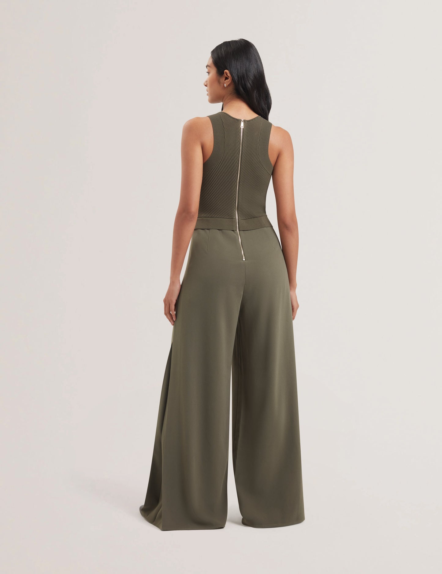 Womens TOVELI-Knit bodice Racer Back Jumpsuit Dk-Green