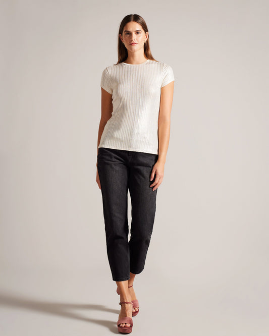 Women's Katrino-Metallic Short Sleeve Crew Neck Tee Gold