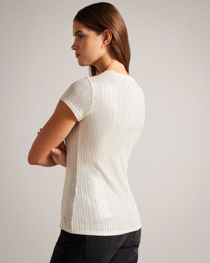 Women's Katrino-Metallic Short Sleeve Crew Neck Tee Gold