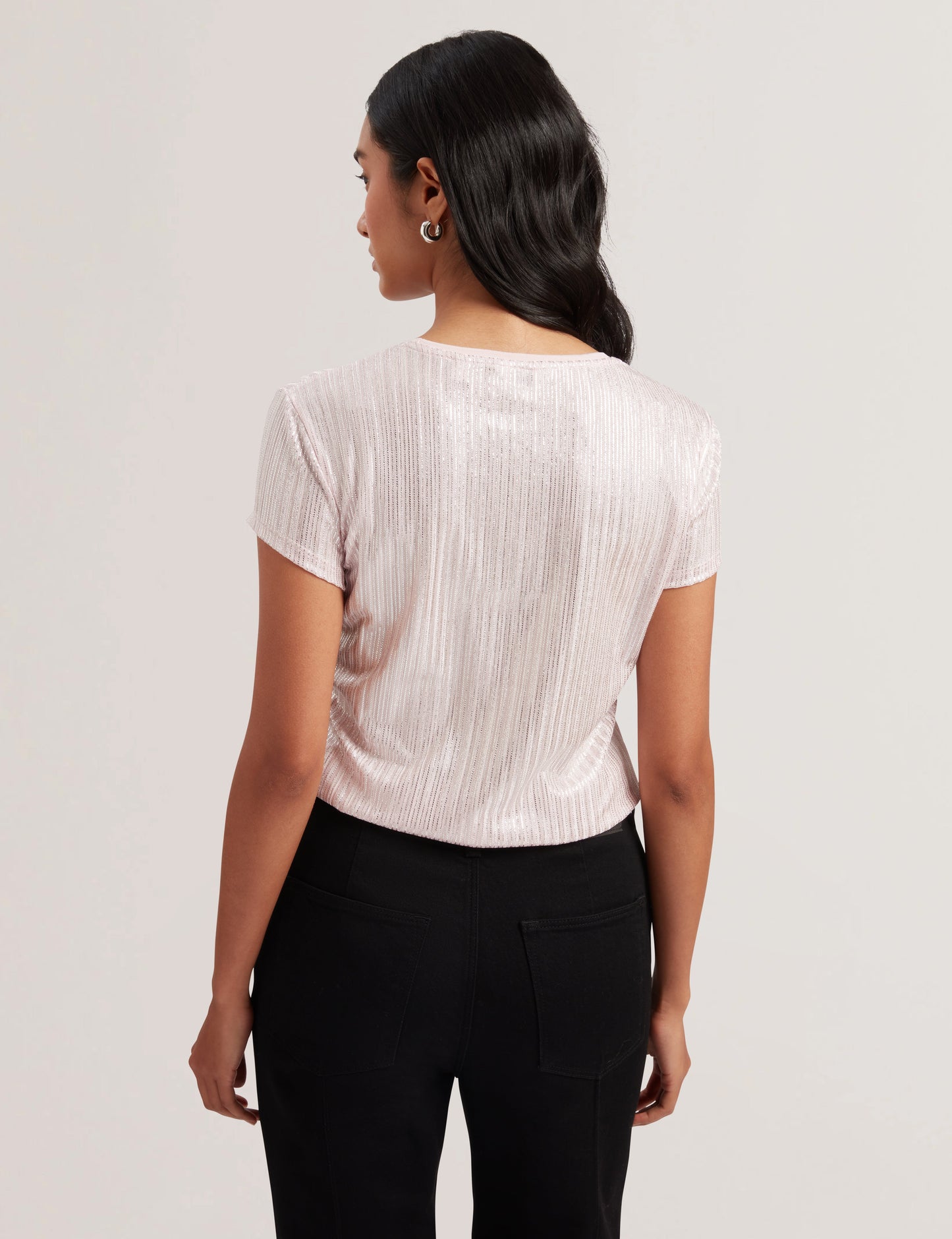Women's Katrino-Metallic Short Sleeve Crew Neck Tee Lt-Pink