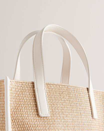 Women's Paolina-Faux Raffia Small Icon Bag Ecru