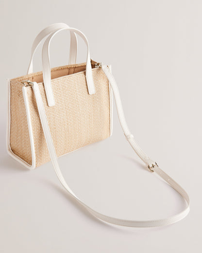 Women's Paolina-Faux Raffia Small Icon Bag Ecru