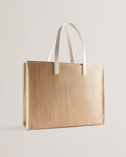 Women's Pallmer-Faux Raffia Large Icon Bag Ecru