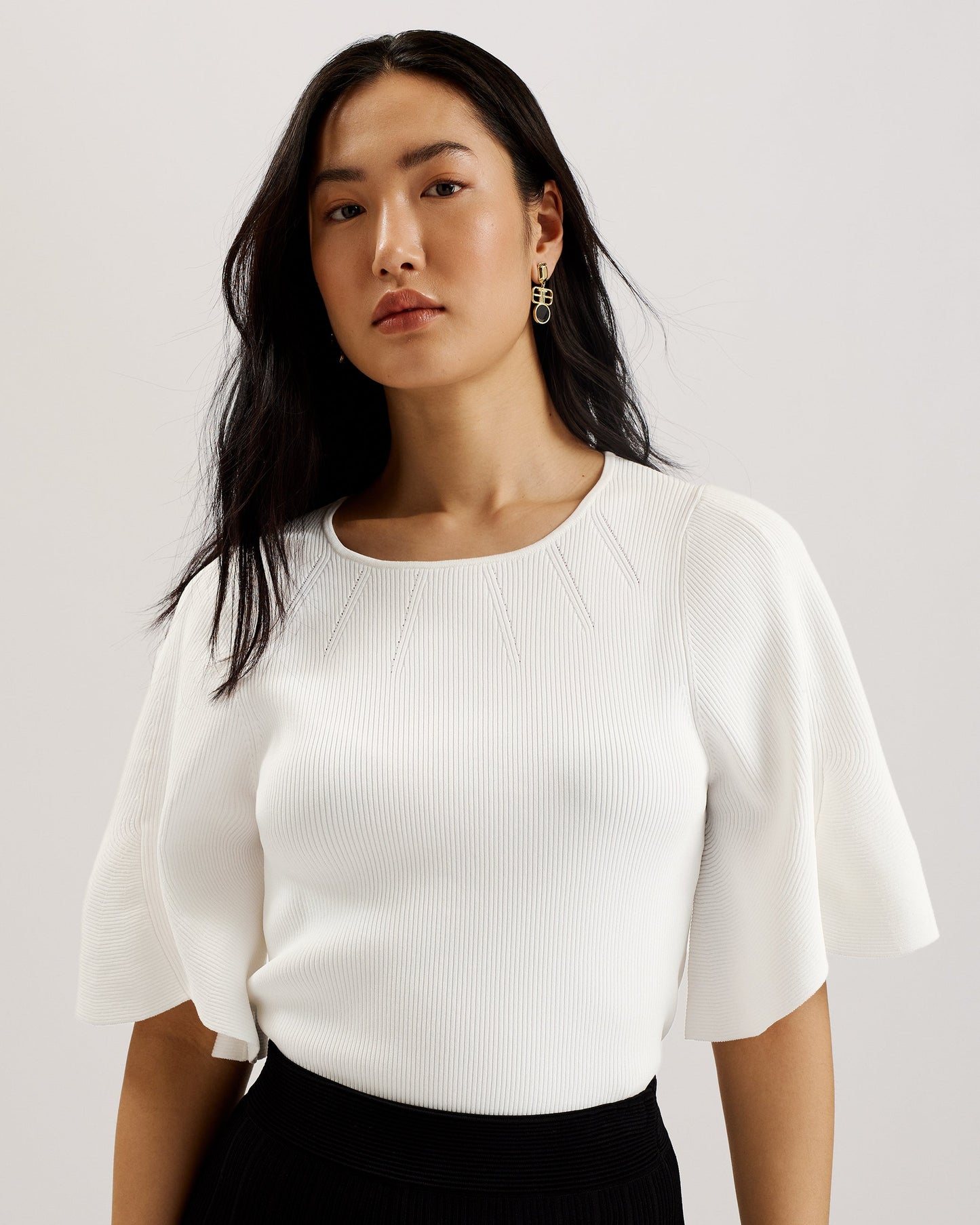 Women's HILANEE- Ribbed Ribbed Knit Ivory