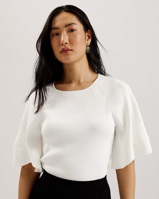 Women's HILANEE- Ribbed Ribbed Knit Ivory