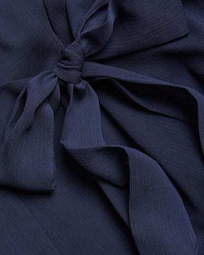Women's Nobora-Short Sleeve Frill Detail Wrap Top Dk-Blue