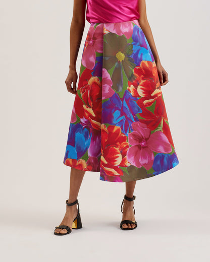 Women's Joralee-Printed Wrap Midi Skirt Multicol