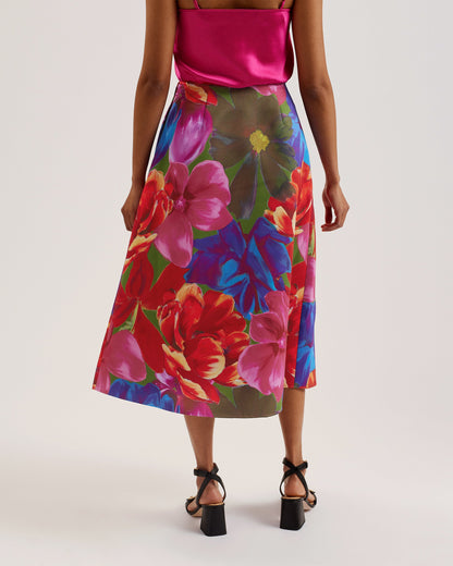 Women's Joralee-Printed Wrap Midi Skirt Multicol