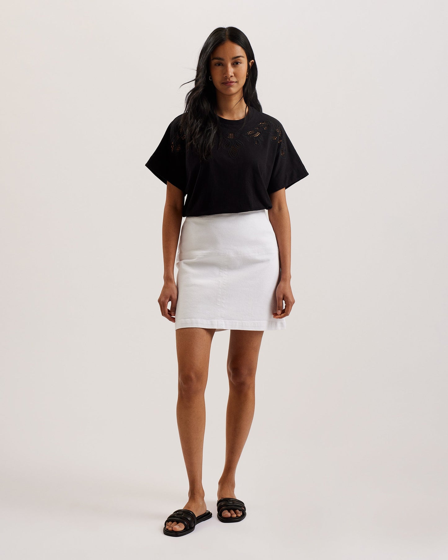 Women's Shralee-Embroidered Cut Out Tee Black