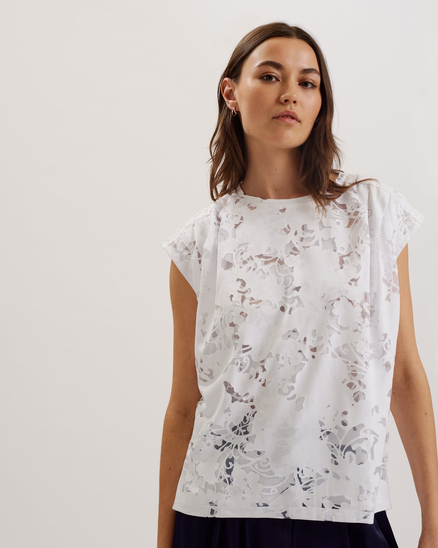 Women's Vleena-Printed Burnout Vest Top White