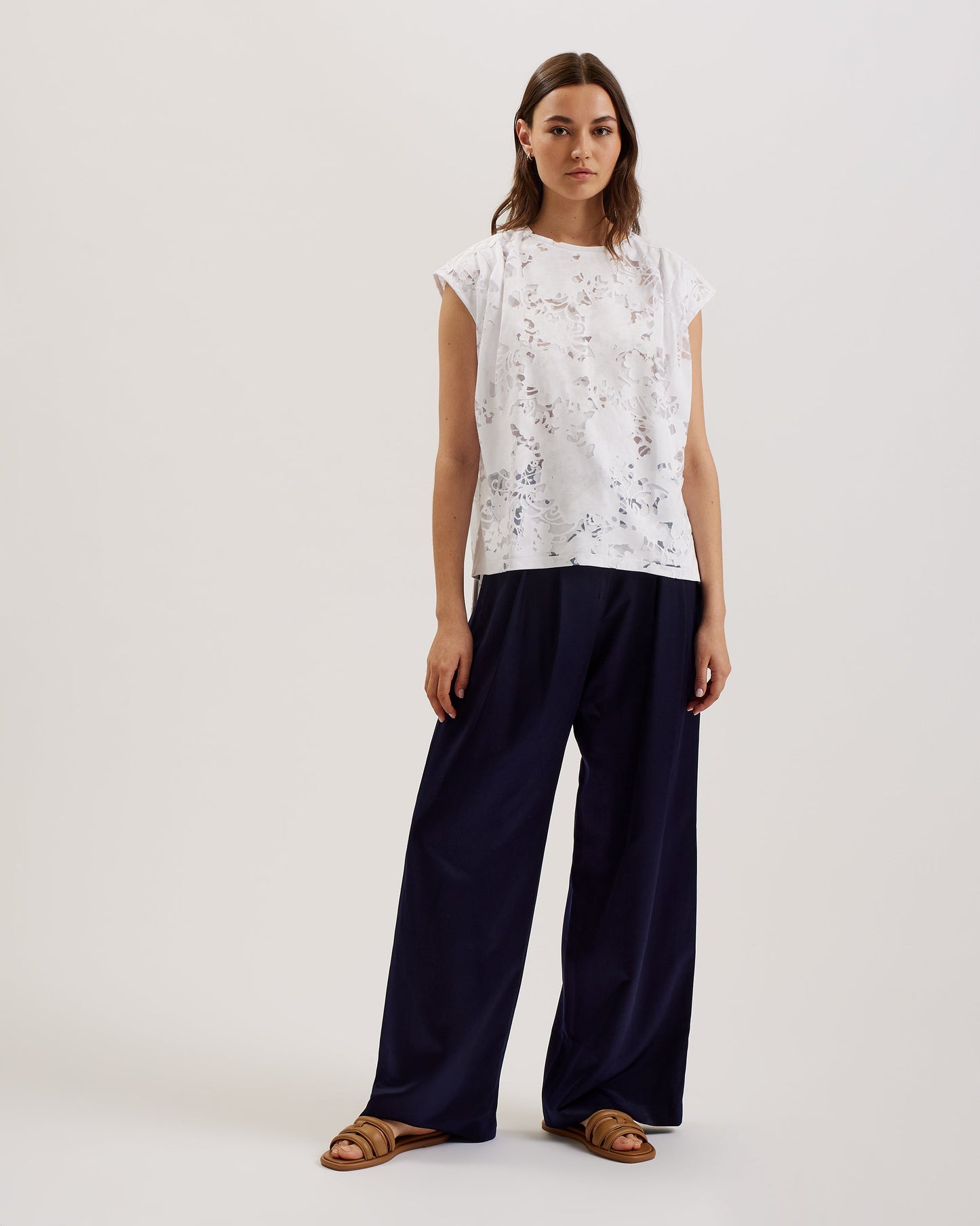 Women's Vleena-Printed Burnout Vest Top White