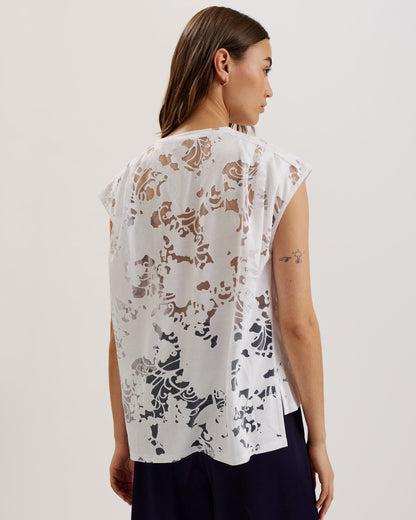 Women's Vleena-Printed Burnout Vest Top White