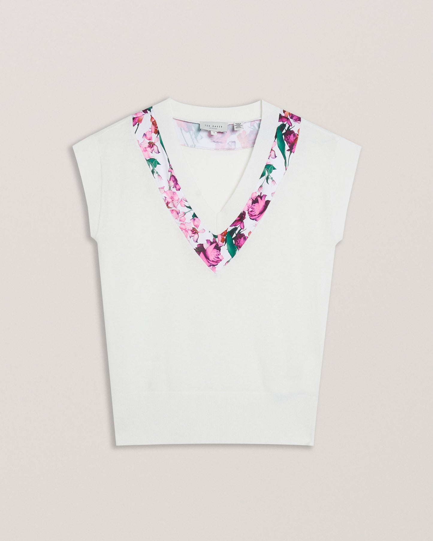 Women's Phyllis-Short Sleeve Woven Trim Knit Top Ivory
