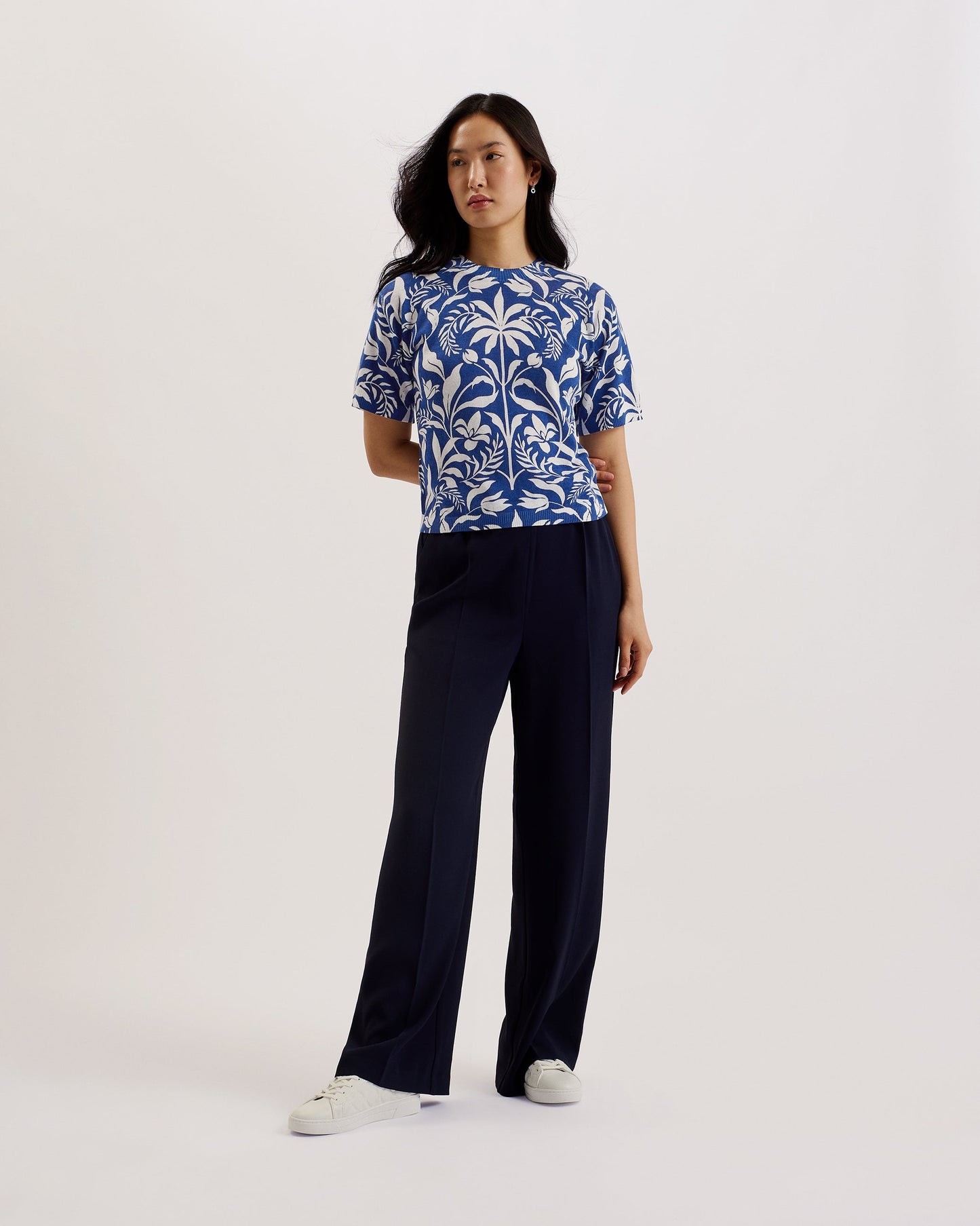 Women's Kiayya-Short Sleeve Printed Knit Top Ivory