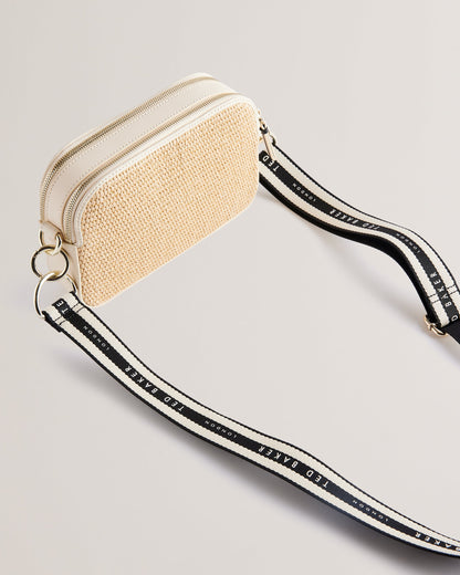 Women's Stelio-Branded Webbing Faux Raffia Camera Ecru