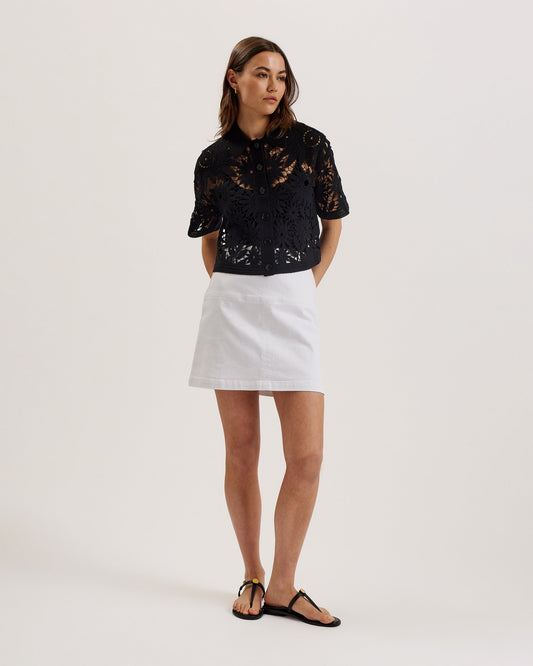 Women's Valiad-A-Line Denim Mini Skirt White