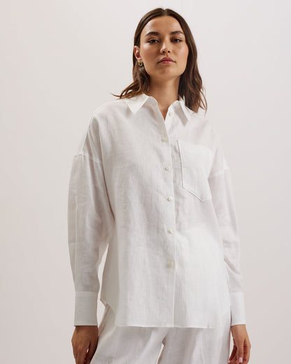 Women's TOLOCA-Oversized Linen Shirt White