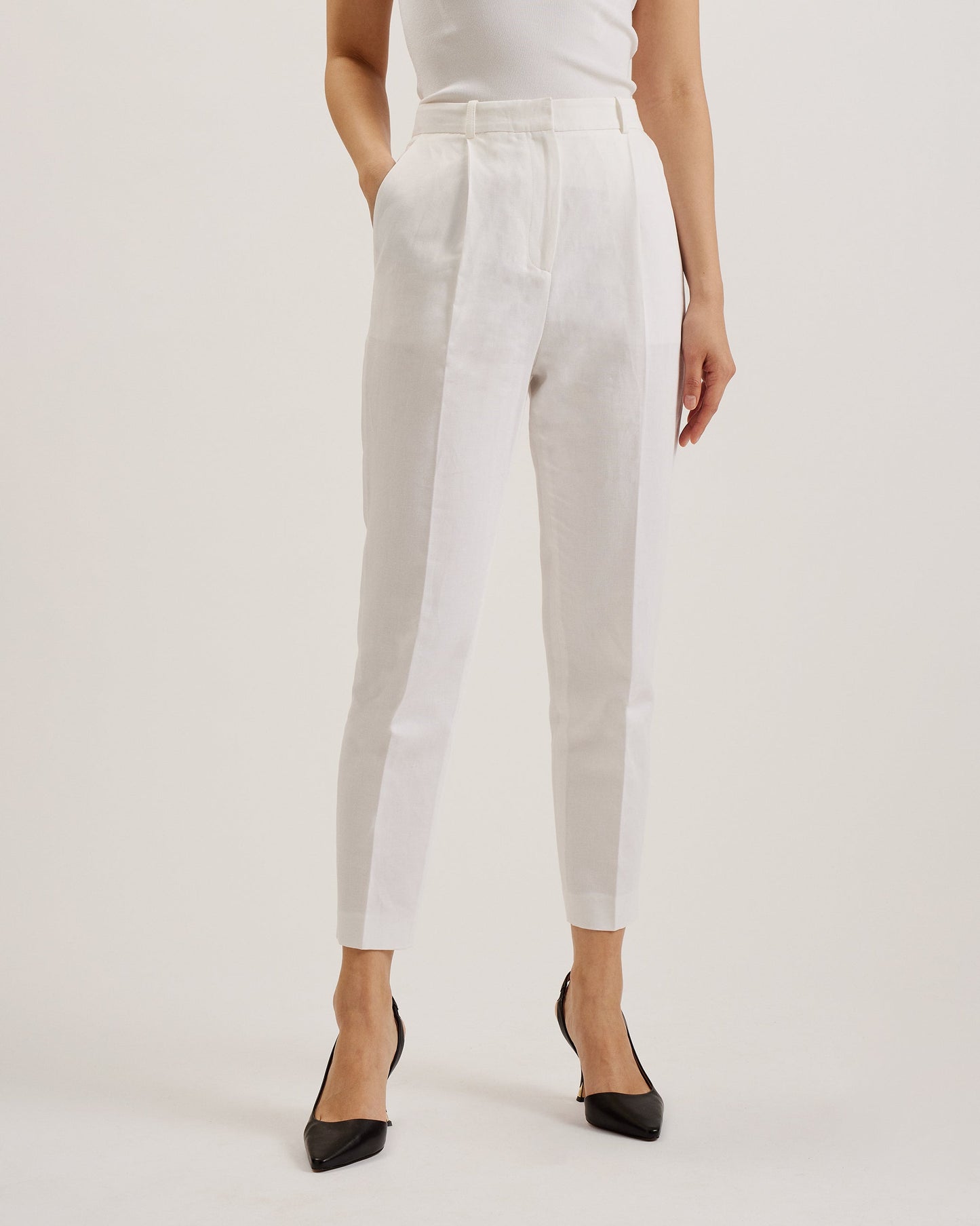 Women's Musubt-High Rise Tailored Trousers White