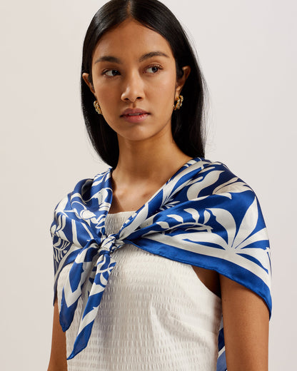 Women's Ritaas-Printed Silk Square Scarf Blue