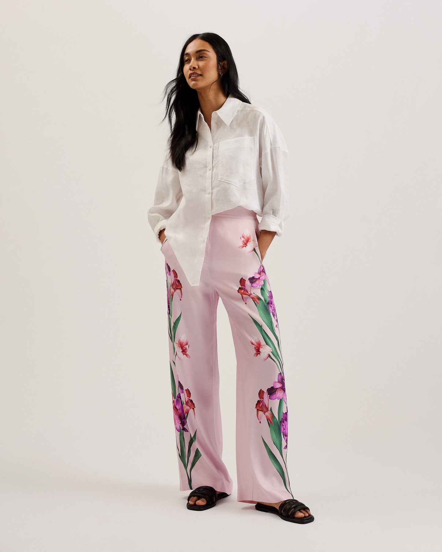 Women's Salca-Printed Wide Leg Trouser Lt-Pink