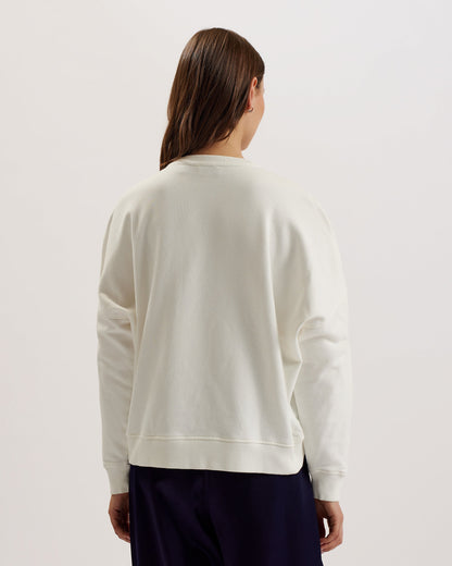 Women's Rondha-Embroidered Cut Out Sweatshirt Ivory