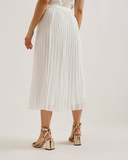 Women's Tambor-Pleat Midi Skirt & Elasticated Waist White