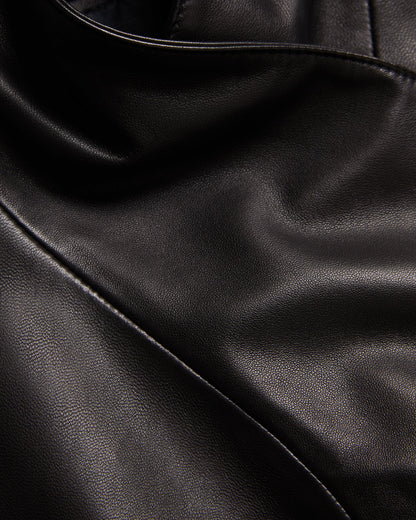 RIYOZE: Leather Cropped Wrap Jacket