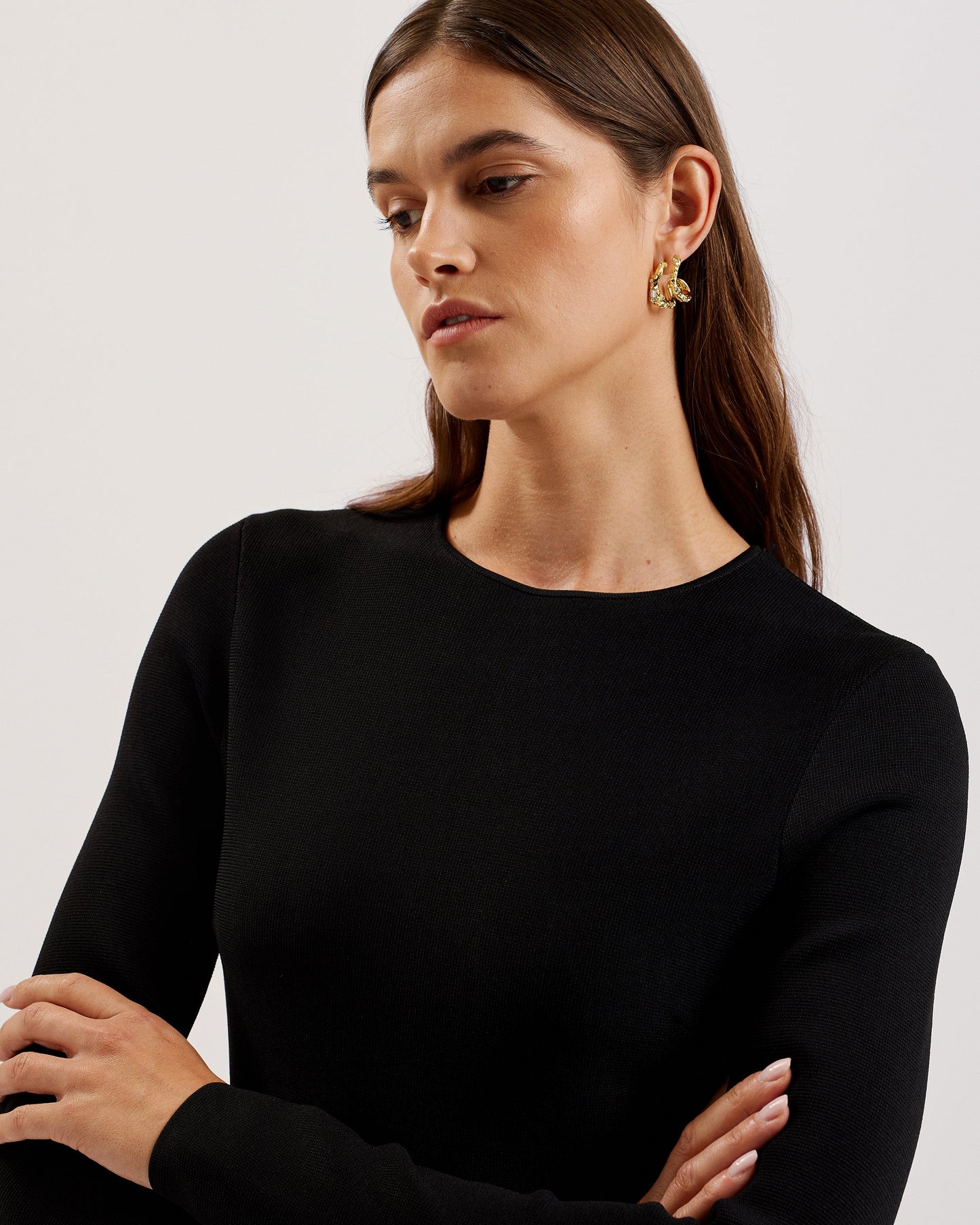 Women's Loisss-Flippy Skirt Long Sleeve Mini Dress Black