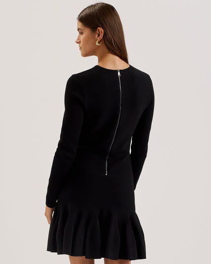 Women's Loisss-Flippy Skirt Long Sleeve Mini Dress Black