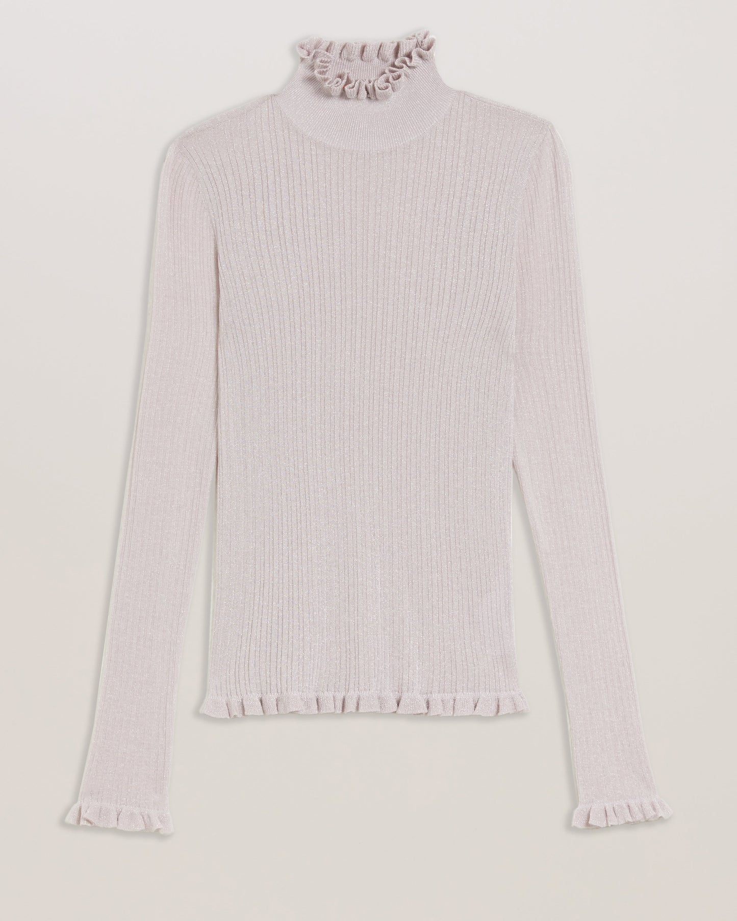 Women's Raineee-Metallic Ribbed Funnel Neck Jumper Lt-Purple