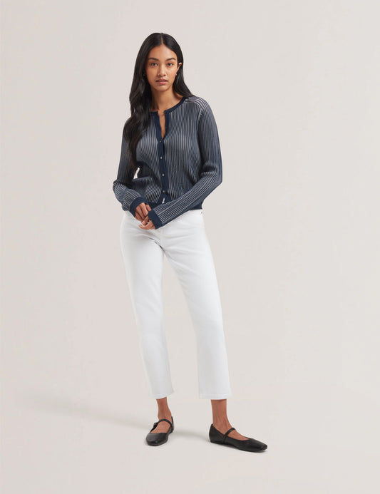 Women's ILHAA-Textured Stripe Knitted Cardigan