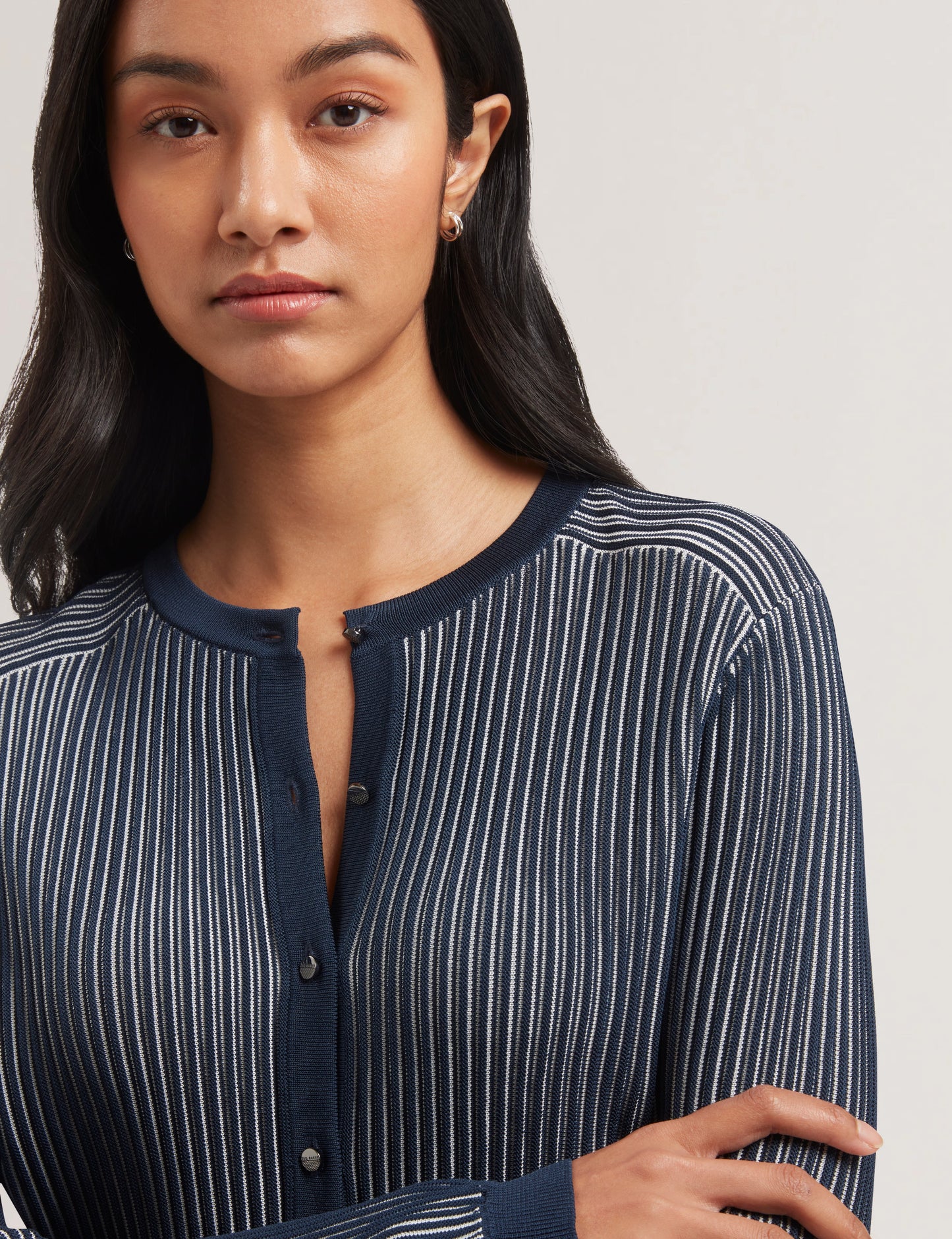 Women's ILHAA-Textured Stripe Knitted Cardigan