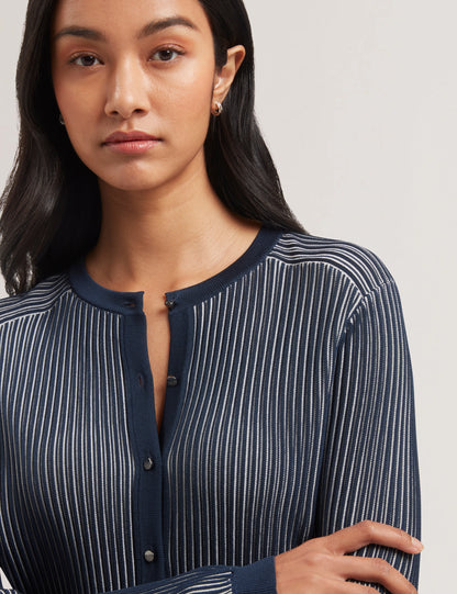 Women's ILHAA-Textured Stripe Knitted Cardigan