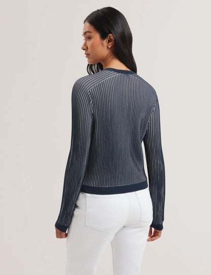 Women's ILHAA-Textured Stripe Knitted Cardigan